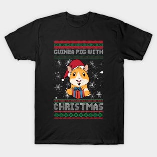 Ugly Christmas Guinea Pig present Funny Santa Pajama T-Shirt